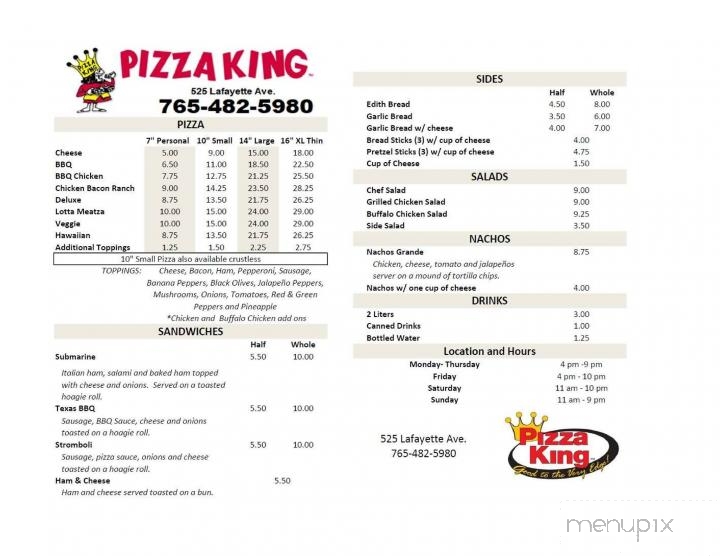 Pizza King - Lebanon, IN menu_pic