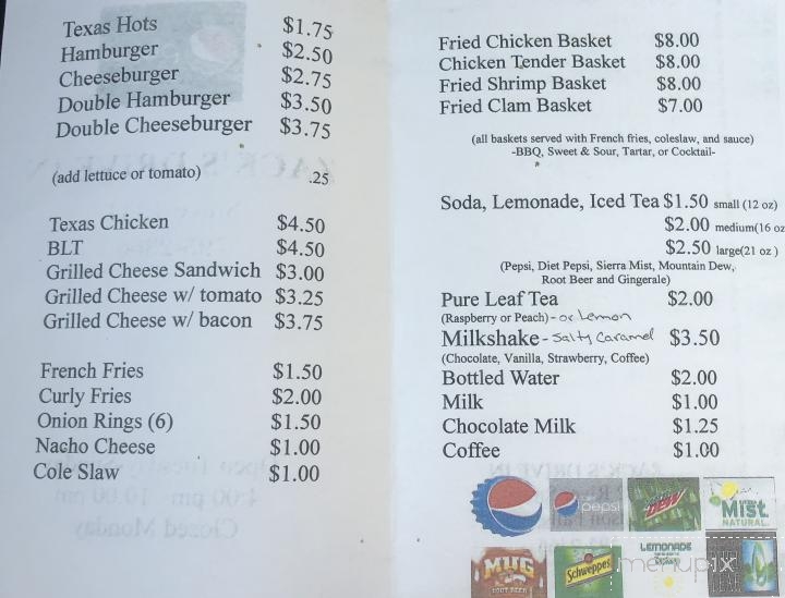 Zack's Drive Inn - Hudson Falls, NY menu_pic