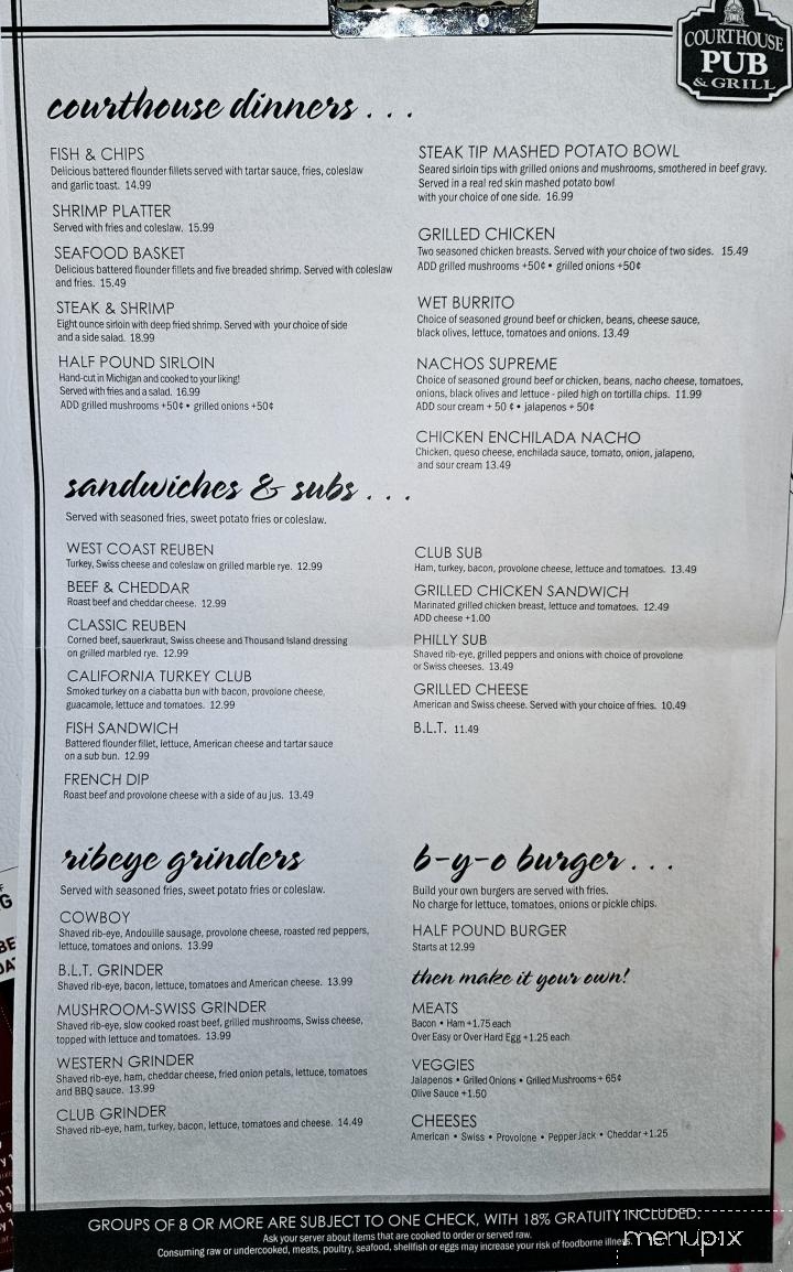 Courthouse Pub - Mason, MI menu_pic
