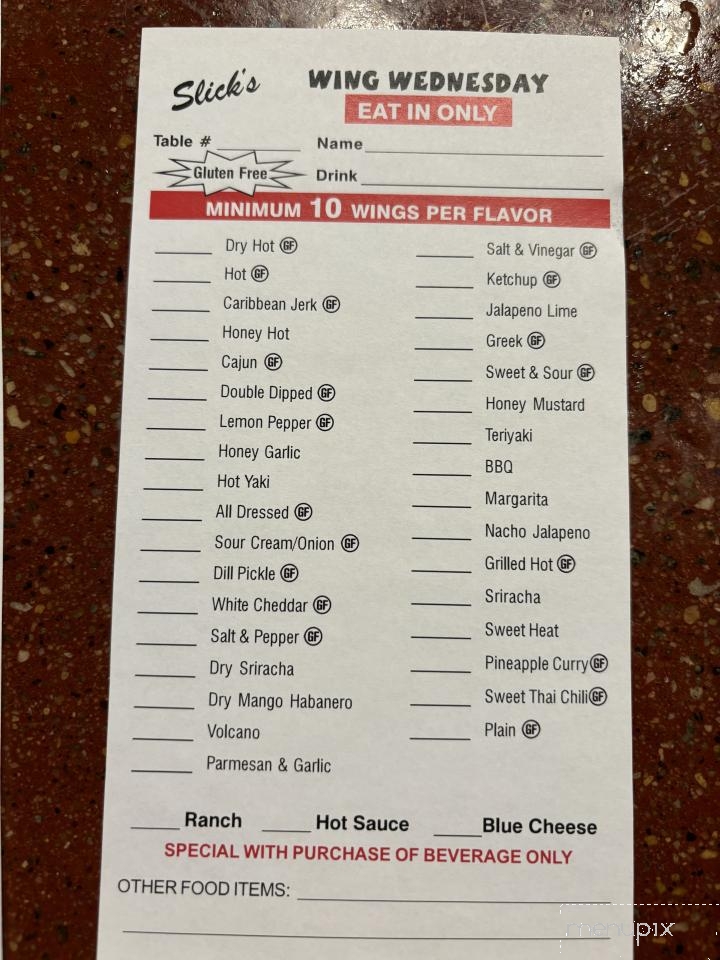 Slick's Motorsports Bar - Wetaskiwin, AB menu_pic