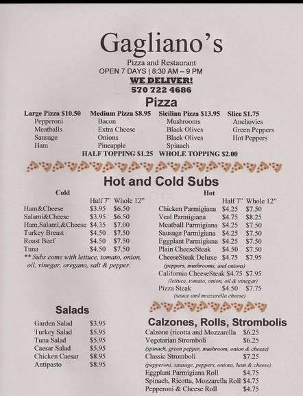 Gagliano's Restaurant and Pizza - Albrightsville, PA