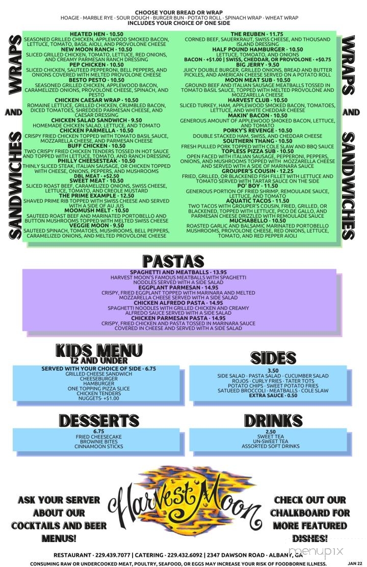 Harvest Moon - Albany, GA menu_pic