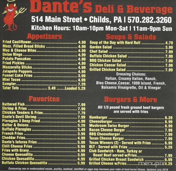 Dante's Deli & Beverage - Childs, PA menu_pic
