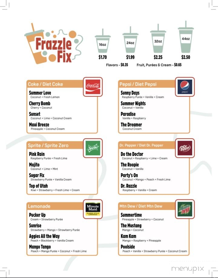 Frazzle Fix - Hyrum, UT menu_pic