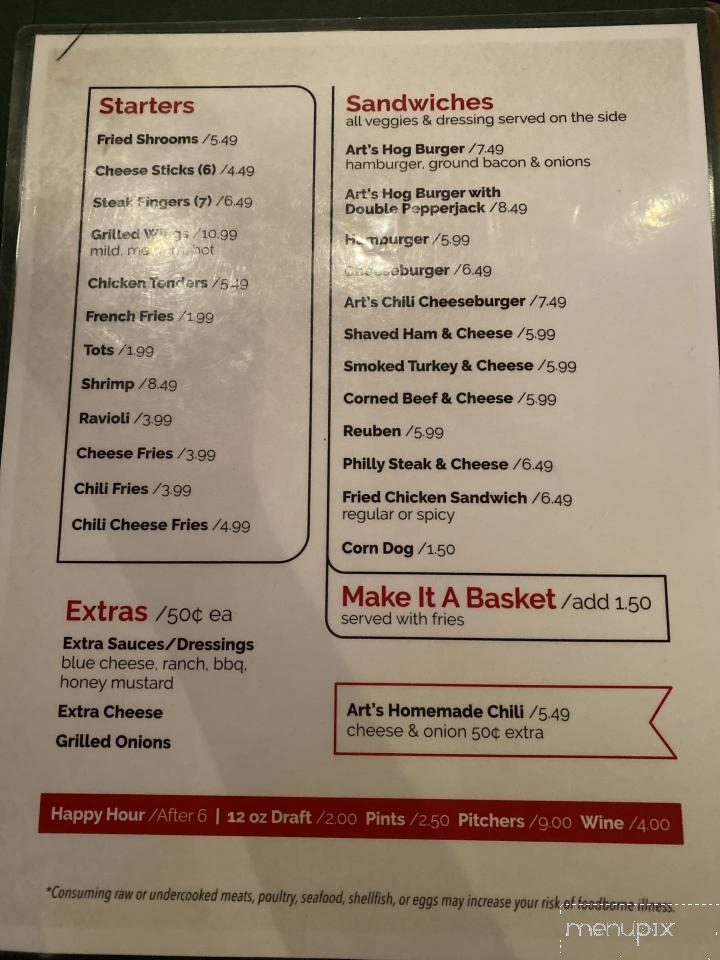 Art's Place - Fayetteville, AR menu_pic