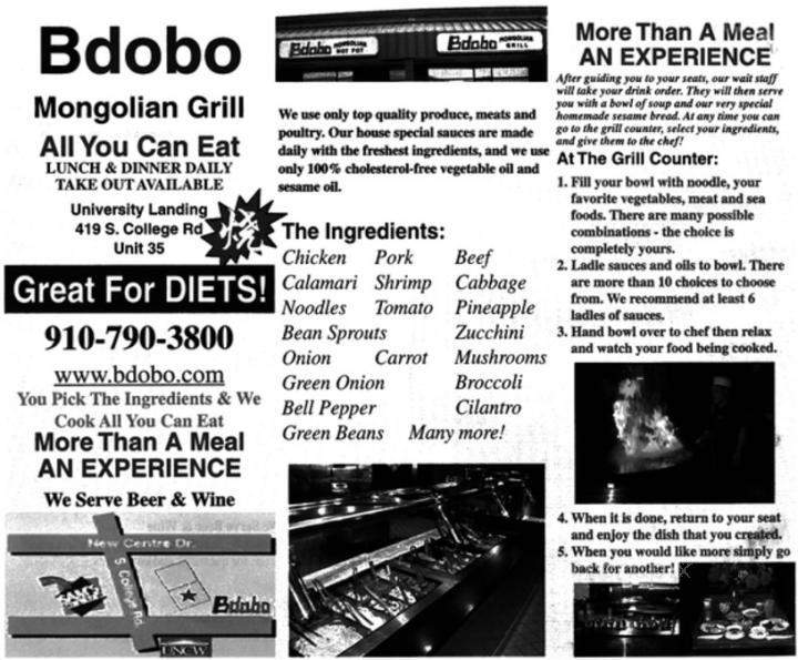 Bdobo Mongolian Grill - Wilmington, NC menu_pic