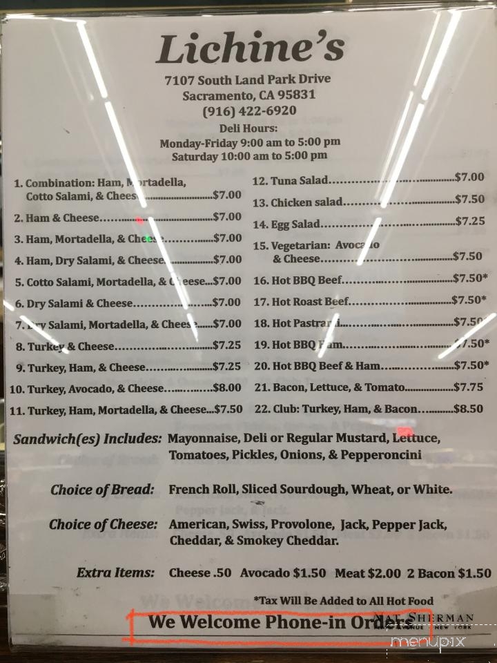 Lichine's Liquor & Deli - Sacramento, CA menu_pic