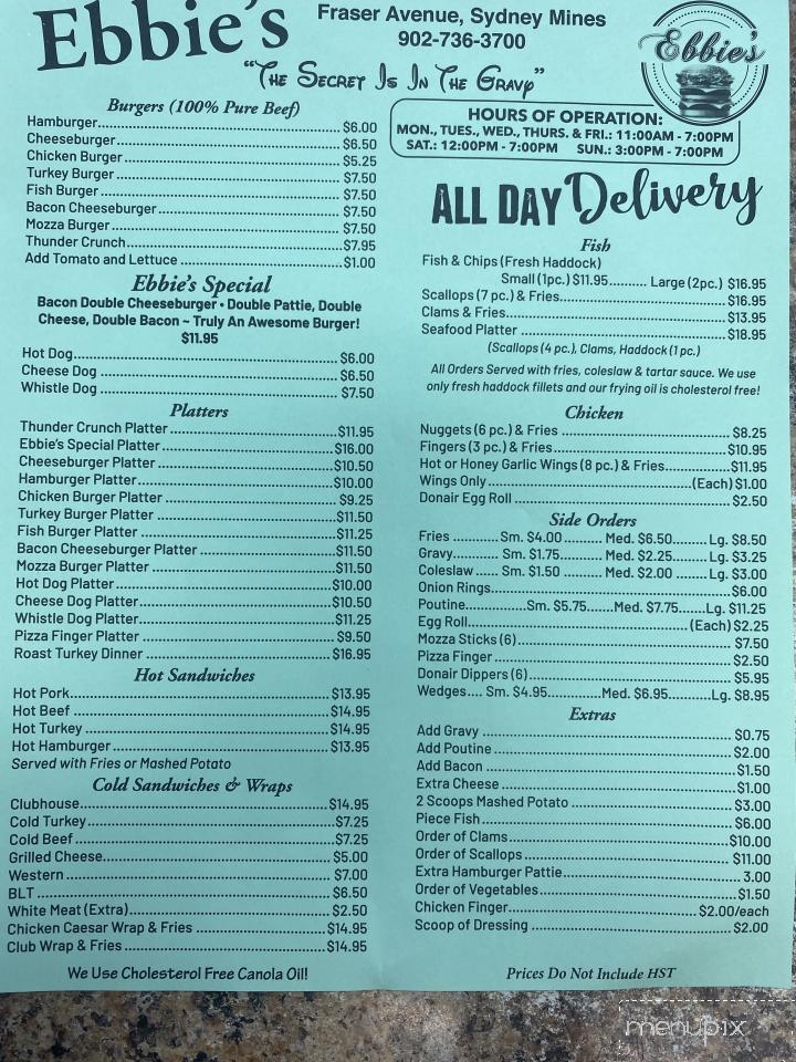 Ebbie's Fast Foods - Cape Breton, NS menu_pic