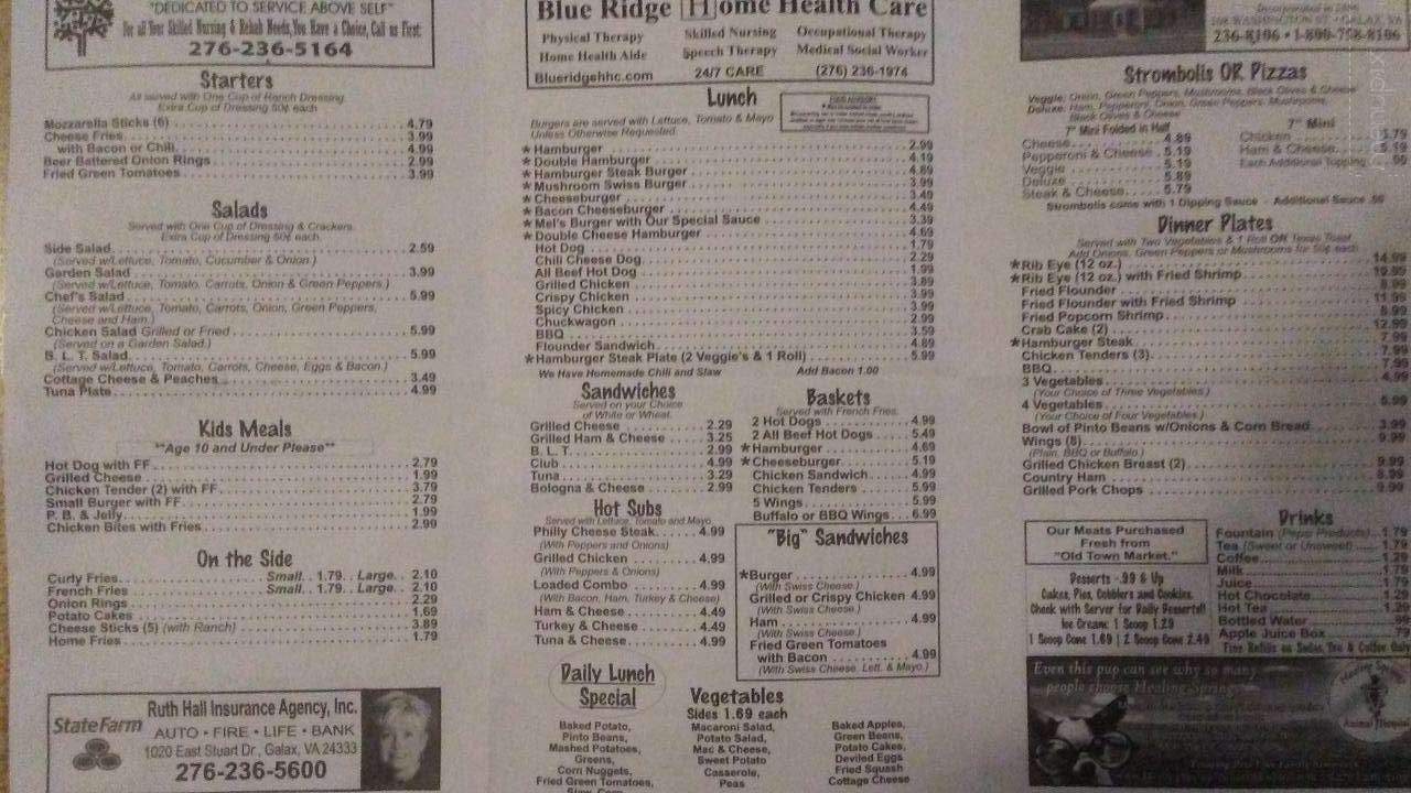 Melany's Diner - Galax, VA menu_pic