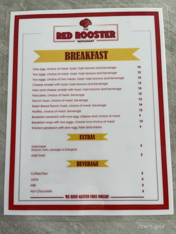 Red Rooster Restaurant - Crapaud, PE menu_pic