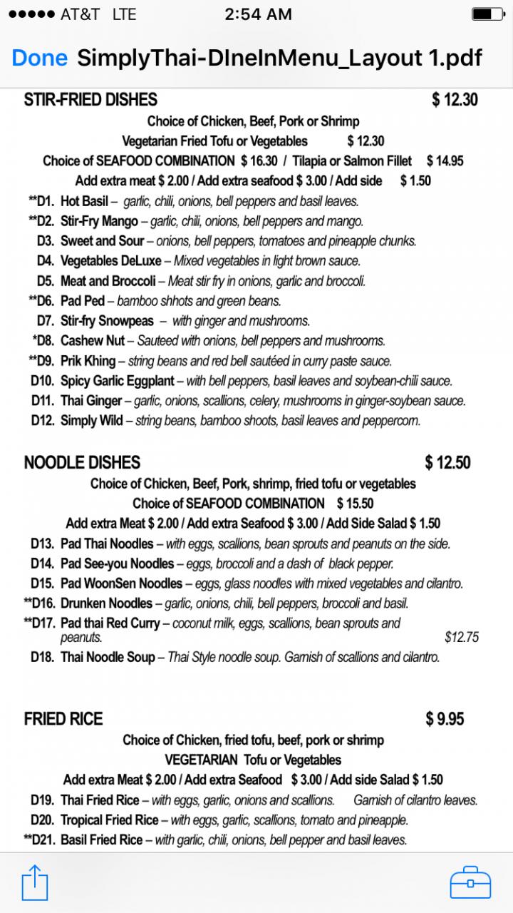 Simply Thai - Chesapeake, VA menu_pic