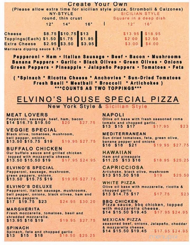 Elvino's - Greenville, SC menu_pic