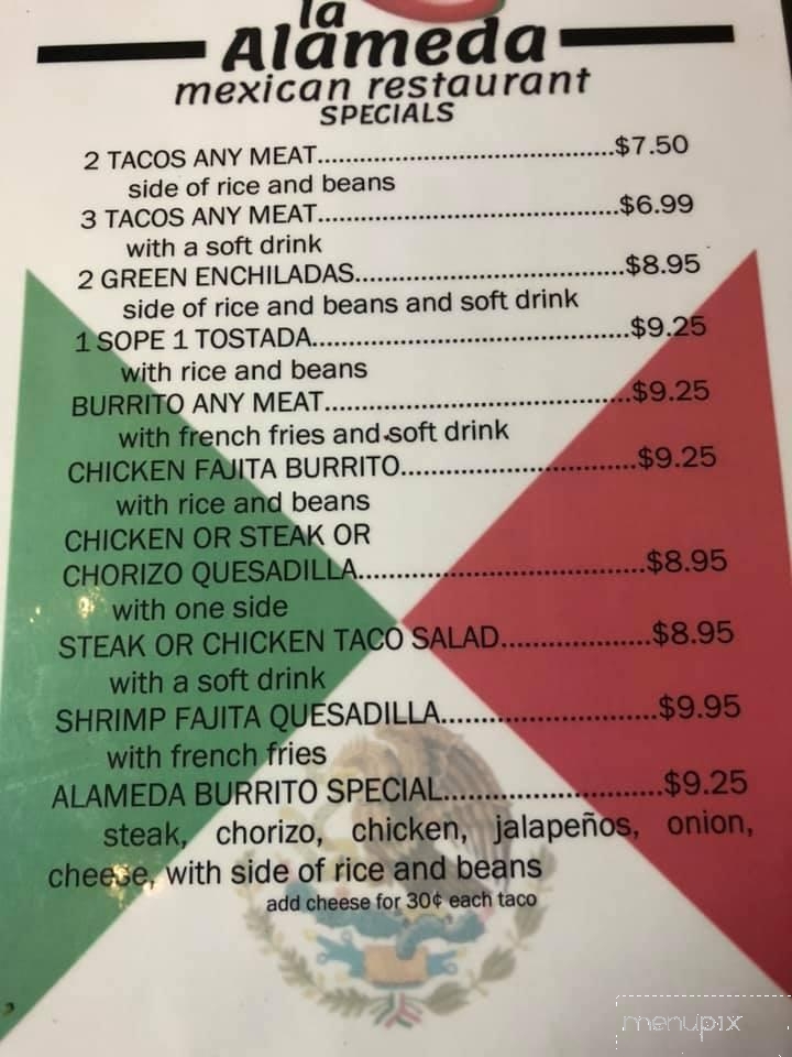 La Alameda Mexican Restaurant - New Port Richey, FL menu_pic