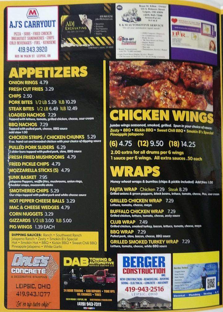 Smokin' B's - Leipsic, OH menu_pic