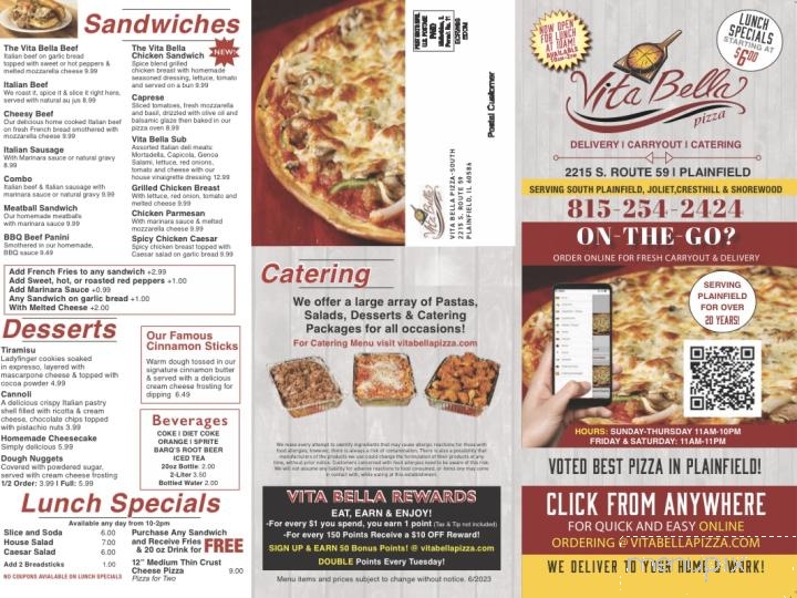 Vita Bella Pizza - South - Plainfield, IL menu_pic