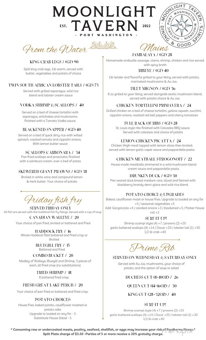 Moonlight Tavern at The Port Hotel - Port Washington, WI menu_pic