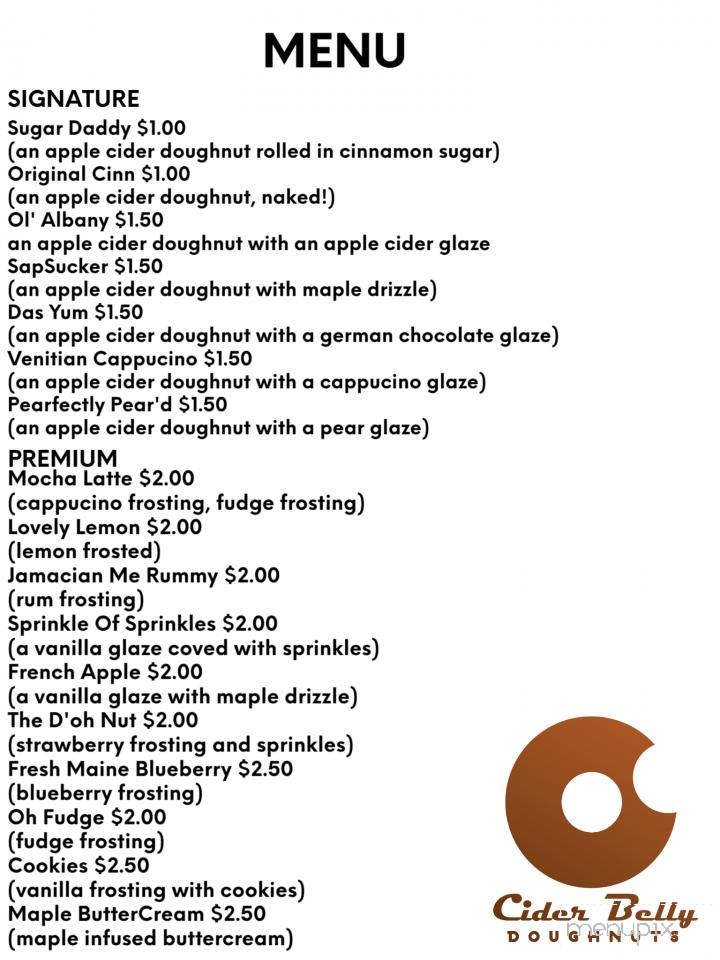 Cider Belly Doughnuts - Albany, NY menu_pic