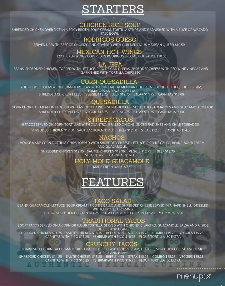 Rodrigo's Authentic Mexican Cuisine - Harbor Springs, MI menu_pic