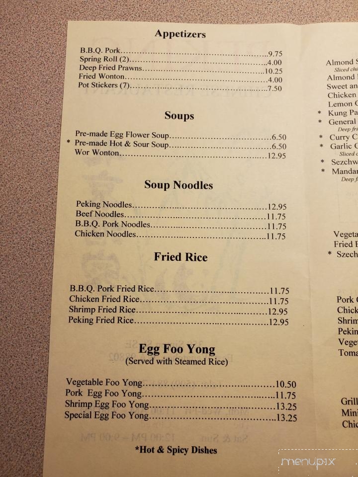 Peking Chinese Restaurant - East Wenatchee, WA menu_pic