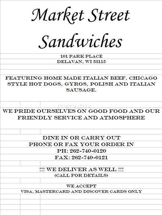 Market Street Sandwiches - Delavan, WI menu_pic