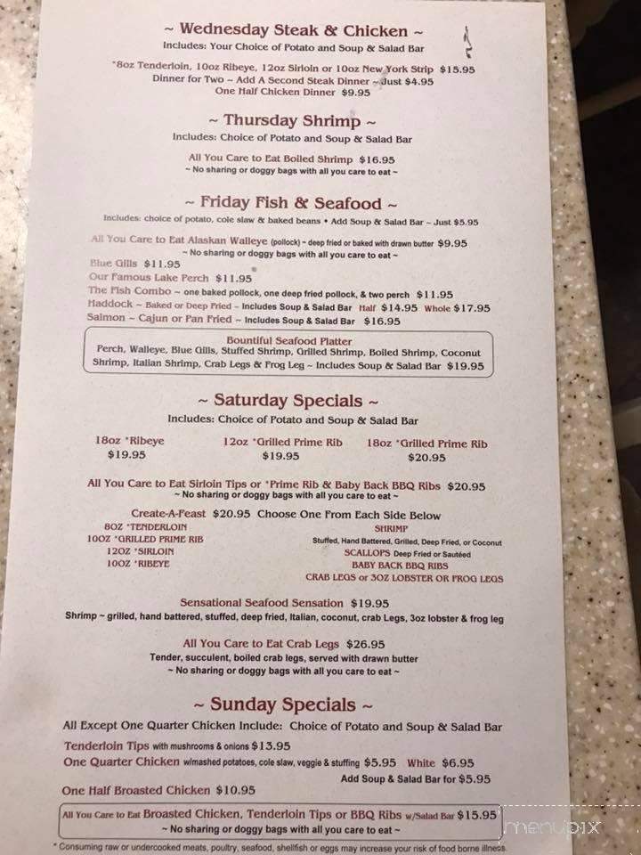 Bob & Laura's Supper Club - Pound, WI menu_pic