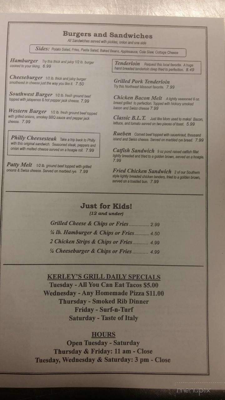 Kerley's - Palmyra, MO menu_pic