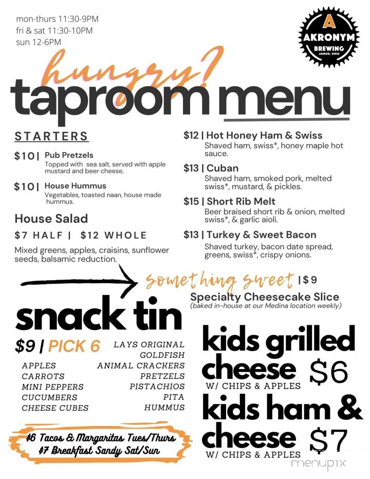 Akronym Brewing - Akron, OH menu_pic