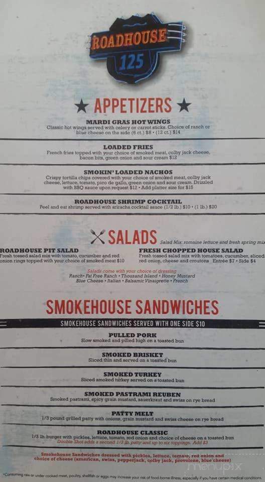 Roadhouse 125 - Afton, OK menu_pic