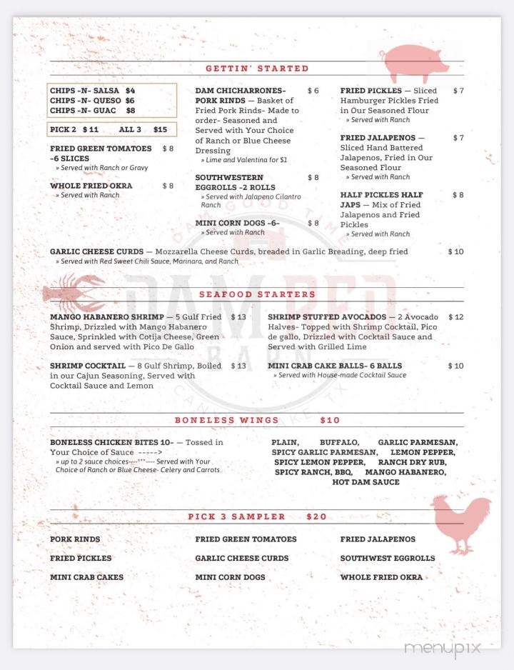 Dam Red Barn - Canyon Lake, TX menu_pic