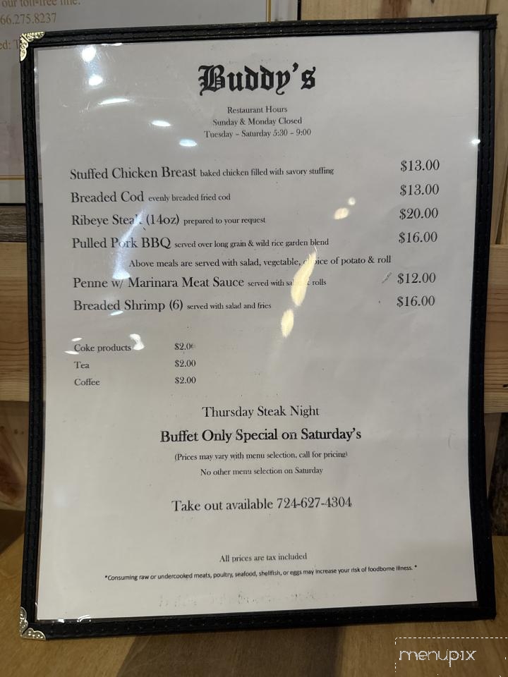 Buddy's - Waynesburg, PA menu_pic