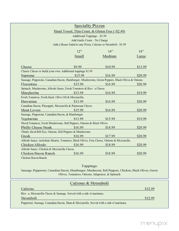 Joe's Italian Restaurant - Columbus, TX menu_pic