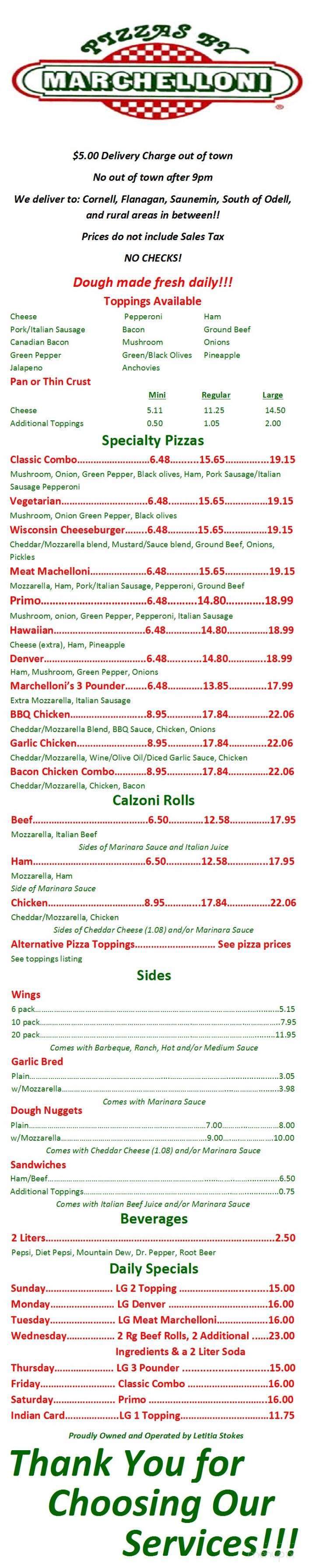 Pizza By Marchelloni - Pontiac, IL menu_pic
