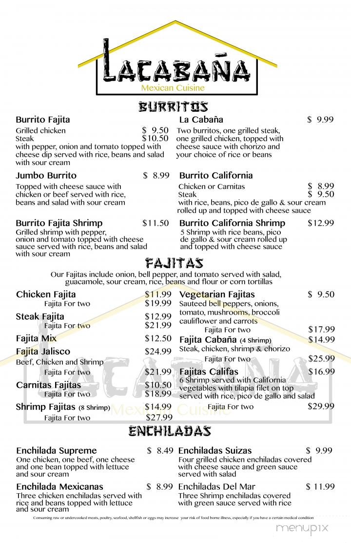 La Cabana - Irvine, KY menu_pic