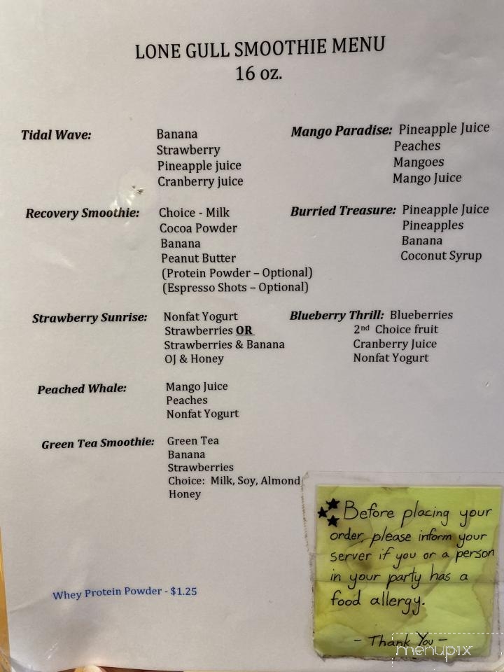 Lone Gull Coffee House - Gloucester, MA menu_pic