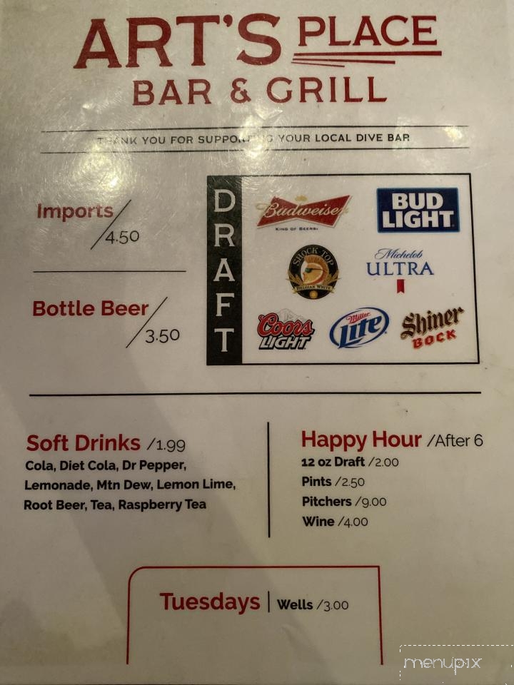Art's Place - Fayetteville, AR menu_pic