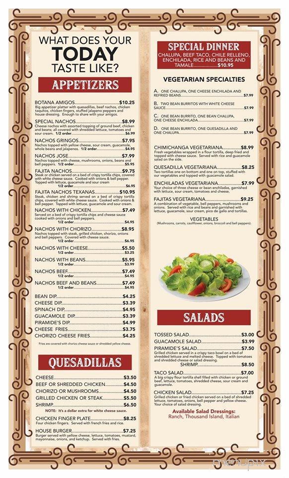 La Piramide - Warrior, AL menu_pic