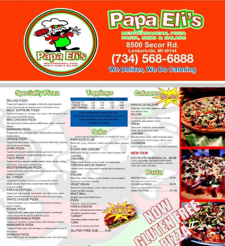 Papa Eli's - Lambertville, MI menu_pic