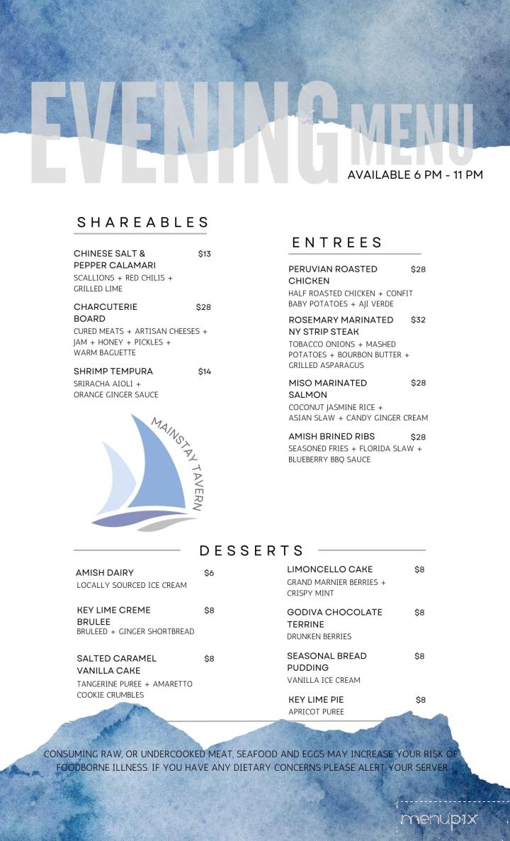 Mainstay Tavern at the Sheraton - Clearwater, FL menu_pic