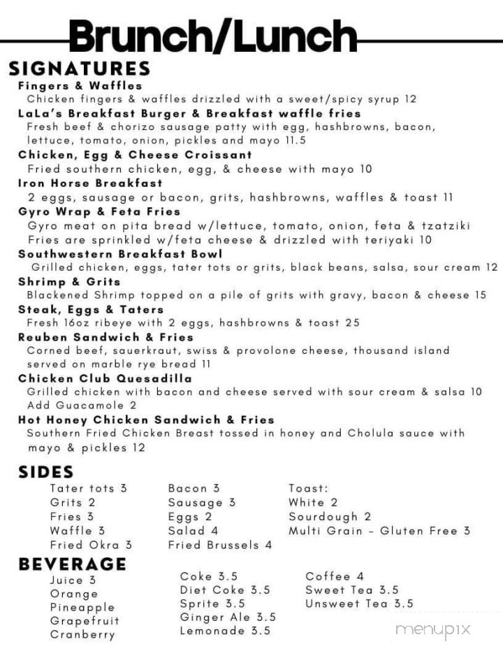 Iron Horse Bar and Grill - Beech Island, SC menu_pic