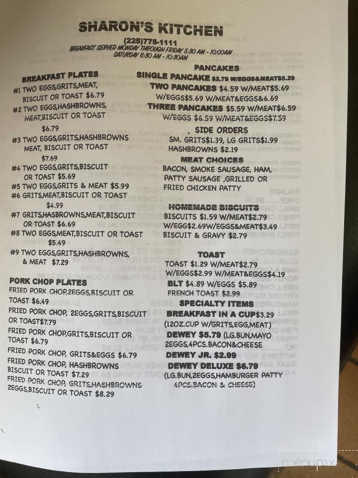 Menu of Sharon's Kitchen in Baton Rouge, LA 70811