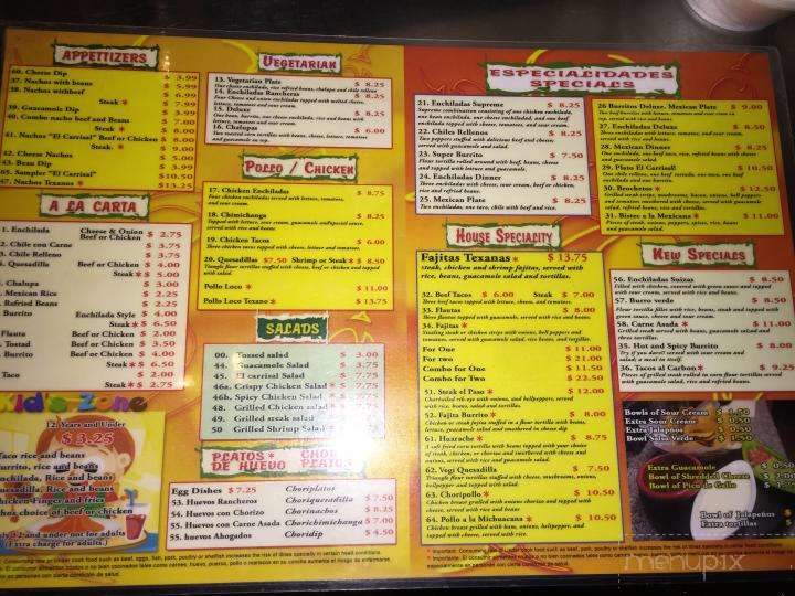El Carrisal Mexican Restaurant - Lakeland, GA menu_pic