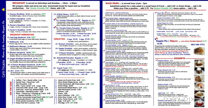 Cafe l'Acadie Inc. - Indian Harbour, NS menu_pic