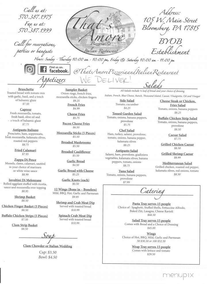 That's Amore - Bloomsburg, PA menu_pic