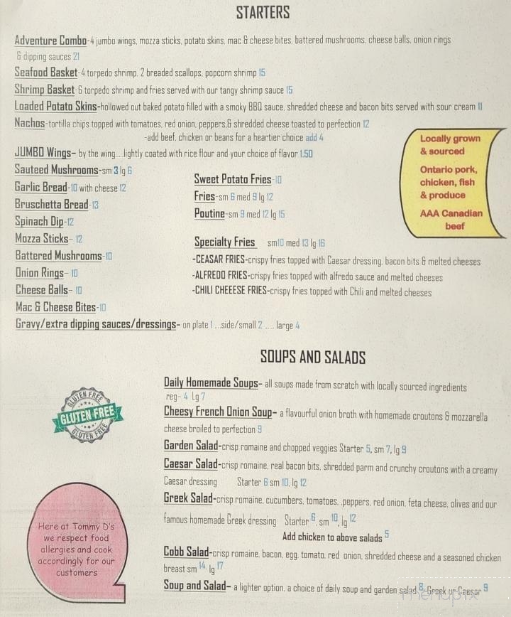 Tommy D's Restaurant & Steakhouse - Hanover, ON menu_pic