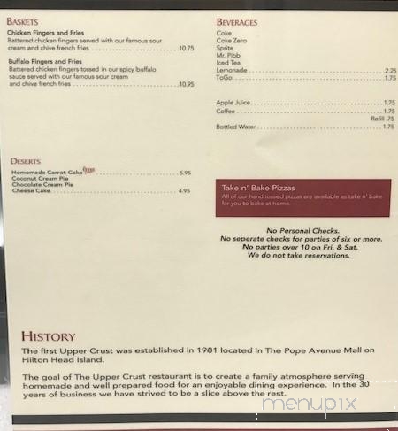 The Upper Crust - Okatie, SC menu_pic