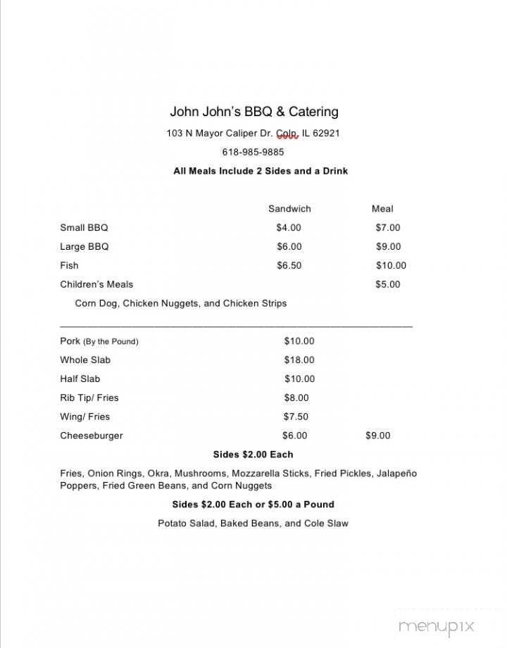 John John's BBQ - Carterville, IL menu_pic