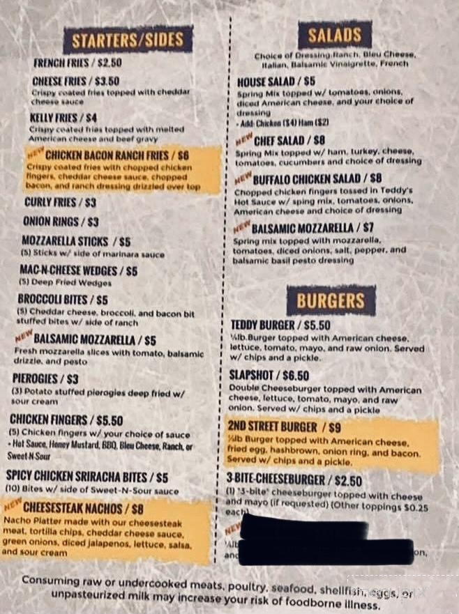 Teddy's Tavern - Stroudsburg, PA menu_pic