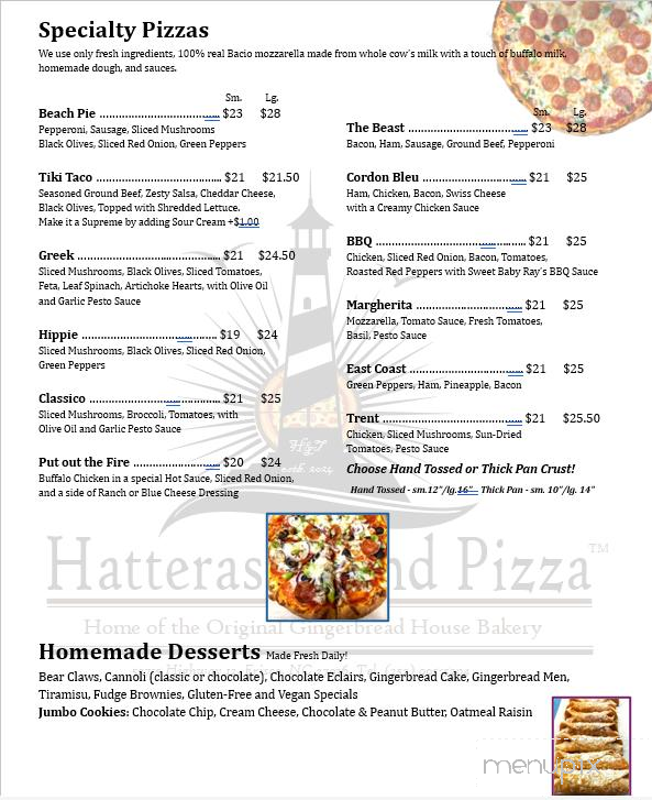 Gingerbread House Bakery - Frisco, NC menu_pic