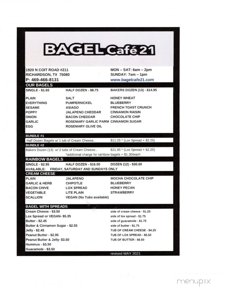 Bagel Cafe 21 - Richardson, TX menu_pic