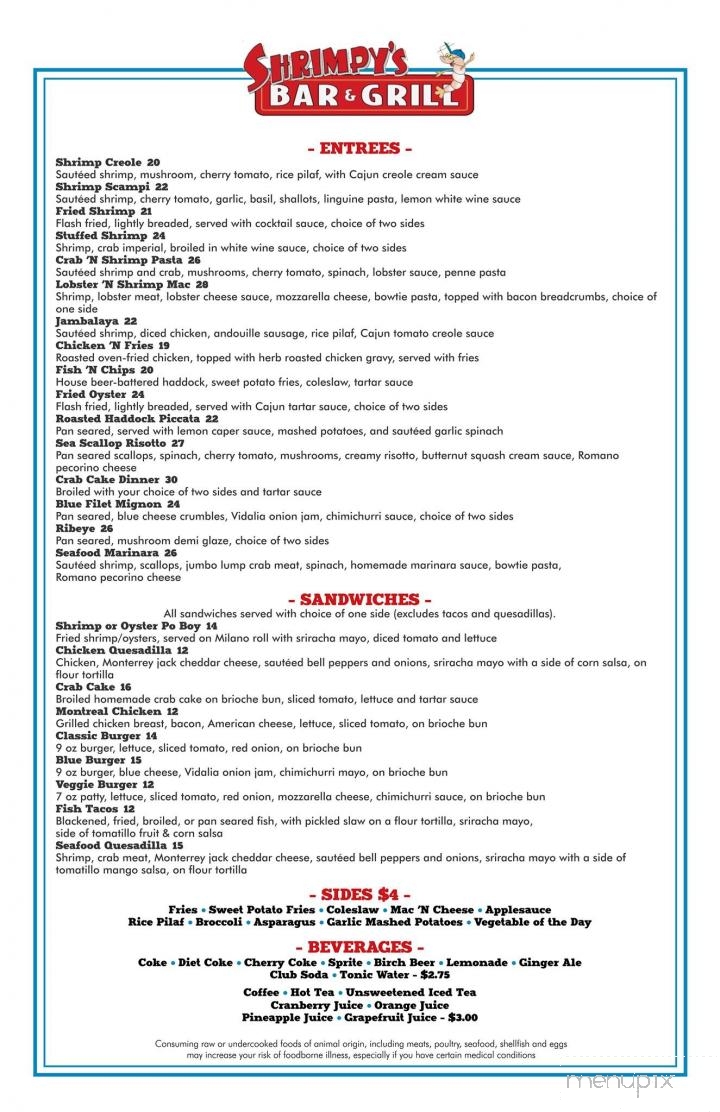 Shrimpy's Bar & Grill - Rehoboth Beach, DE menu_pic